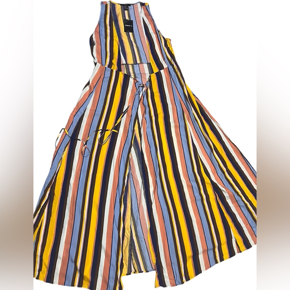 Forever 21 Multicolor Striped Sleeveless Maxi Dress - Size L NWT